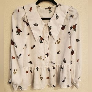 Floral Print Button-Up Blouse